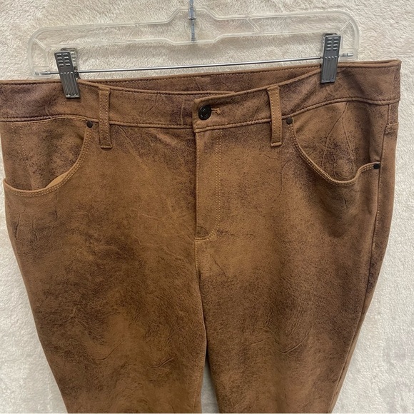 Chicos faux leather pants brown women’s 2R (Large) high rise soft - Picture 4 of 9
